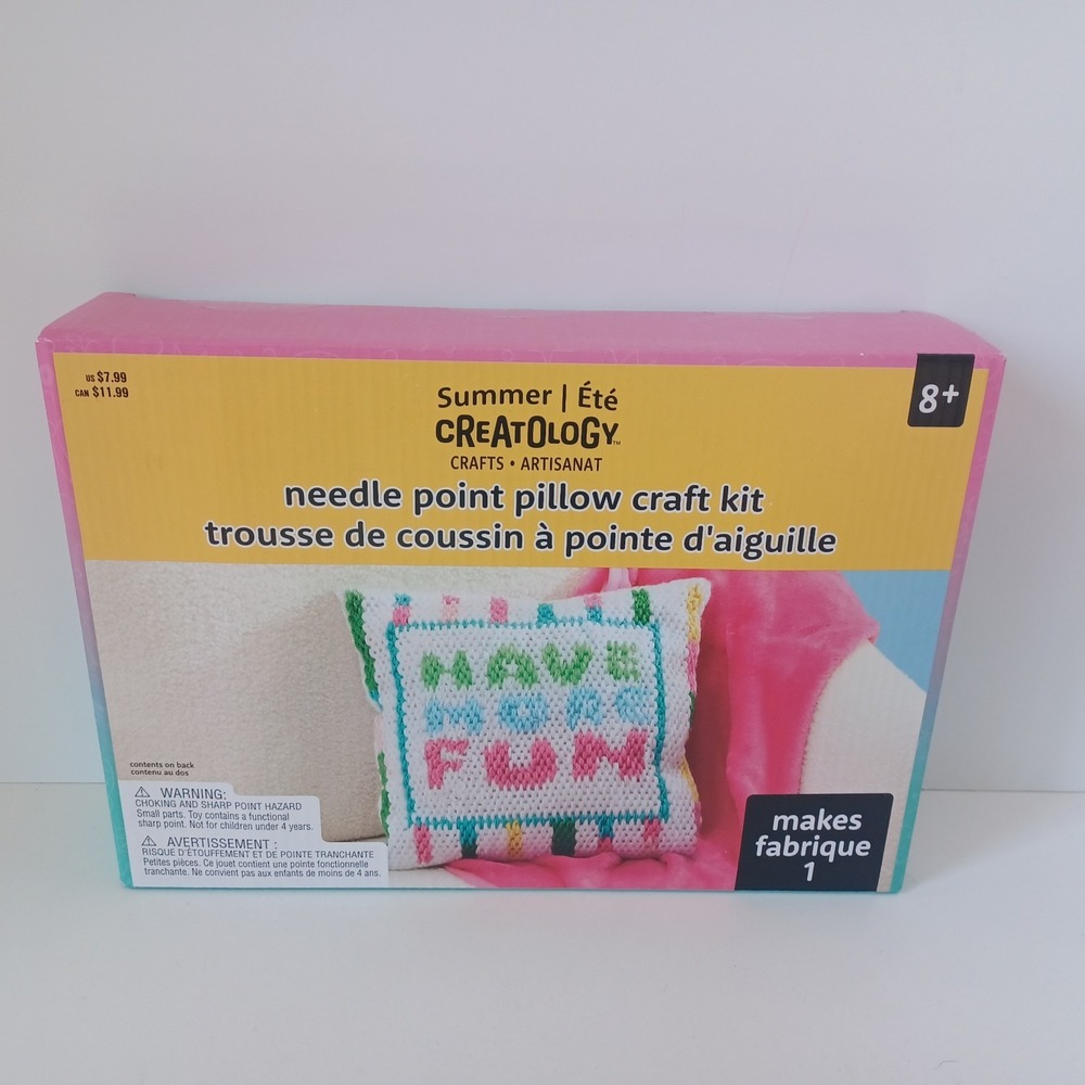 NEW Summer‎ Creatology Needle Point Pillow Craft Kit Gift for Kids Ages 8+